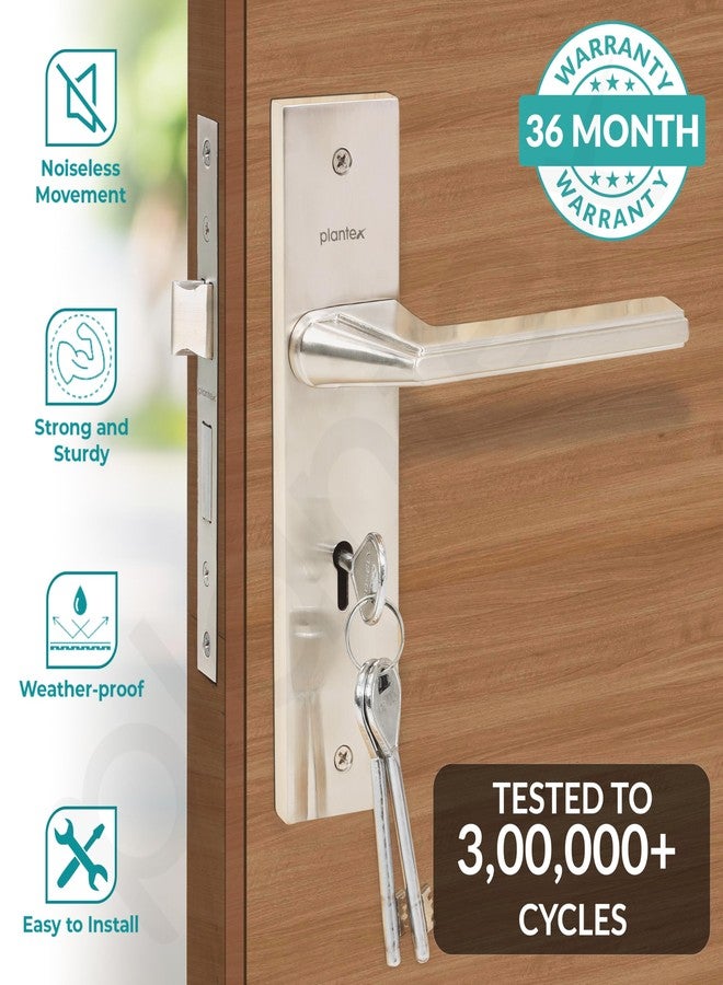 Plantex Heavy-Duty Door Lock Set - Main Door Lock Handle Set/ 6-Lever Lock Mechanism with 3 Years of Warranty/Mortise Lock with 3 Keys, Brass Lockbody (Matt) - Image 2